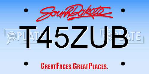 T45ZUB South Dakota License Plate
