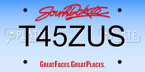 T45ZUS South Dakota License Plate