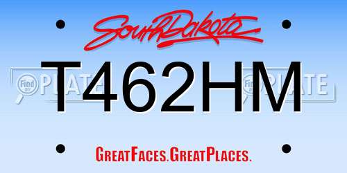 T462HM South Dakota License Plate