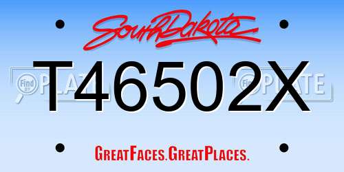 T46502X South Dakota License Plate