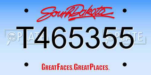 T465355 South Dakota License Plate