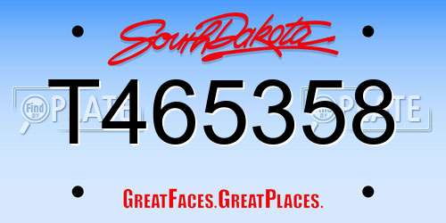 T465358 South Dakota License Plate