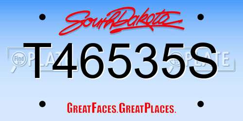 T46535S South Dakota License Plate