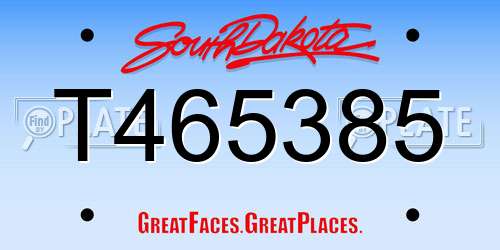 T465385 South Dakota License Plate