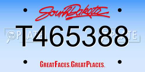 T465388 South Dakota License Plate