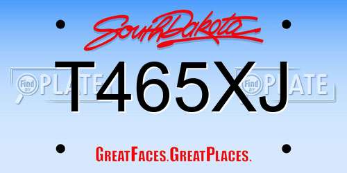 T465XJ South Dakota License Plate