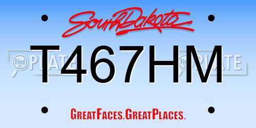 T467HM South Dakota License Plate