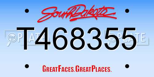 T468355 South Dakota License Plate