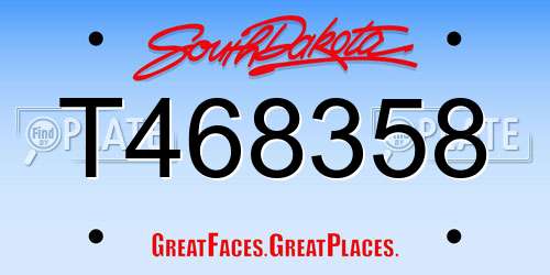 T468358 South Dakota License Plate