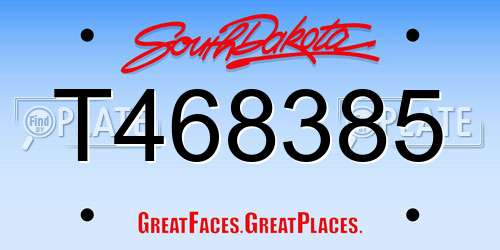 T468385 South Dakota License Plate