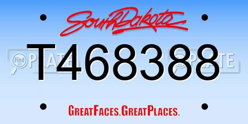 T468388 South Dakota License Plate