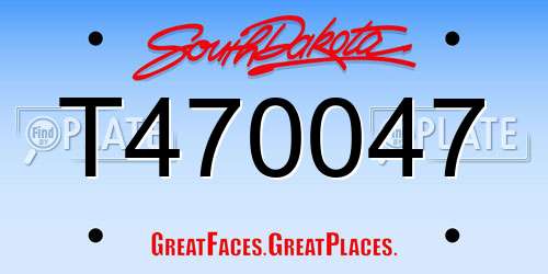 T470047 South Dakota License Plate
