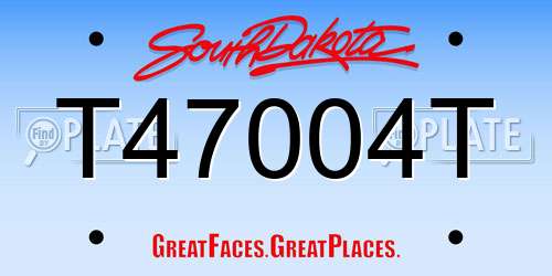 T47004T South Dakota License Plate