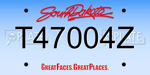 T47004Z South Dakota License Plate
