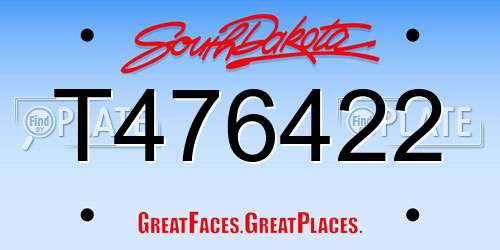 T476422 South Dakota License Plate