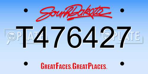 T476427 South Dakota License Plate