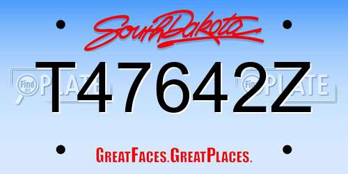 T47642Z South Dakota License Plate
