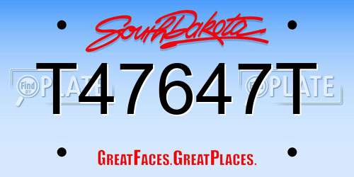 T47647T South Dakota License Plate