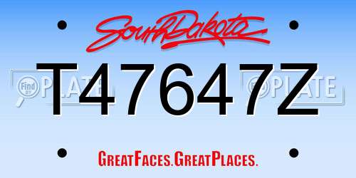 T47647Z South Dakota License Plate