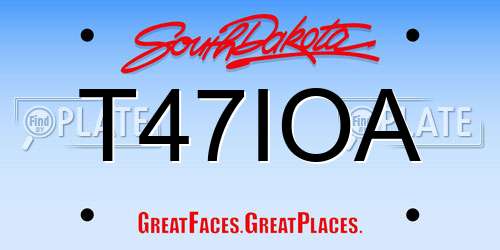 T47IOA South Dakota License Plate