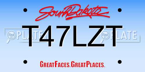 T47LZT South Dakota License Plate