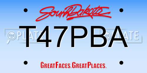 T47PBA South Dakota License Plate