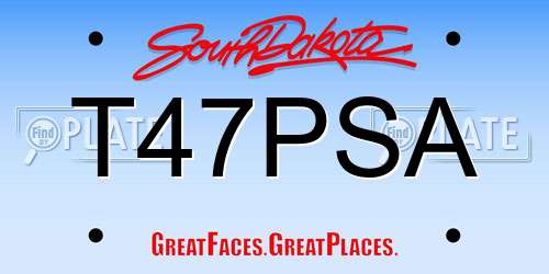 T47PSA South Dakota License Plate