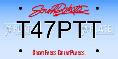 T47PTT South Dakota License Plate