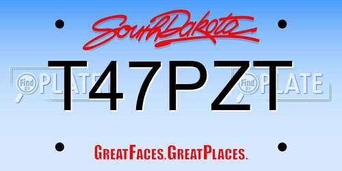 T47PZT South Dakota License Plate
