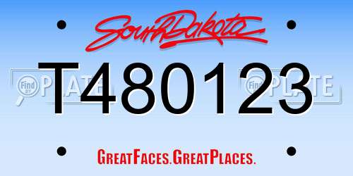 T480123 South Dakota License Plate
