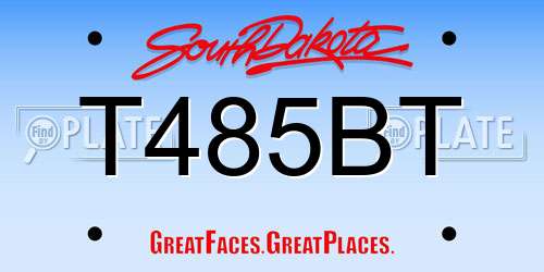 T485BT South Dakota License Plate