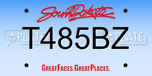 T485BZ South Dakota License Plate