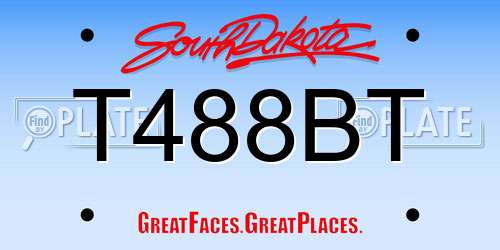 T488BT South Dakota License Plate