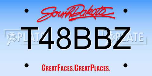 T48BBZ South Dakota License Plate