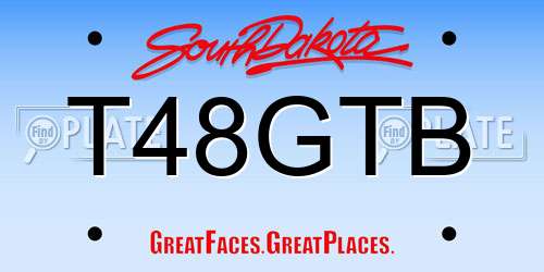 T48GTB South Dakota License Plate