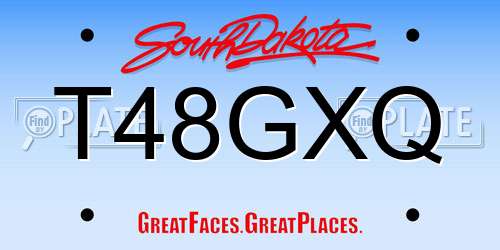 T48GXQ South Dakota License Plate