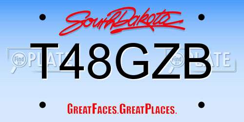 T48GZB South Dakota License Plate