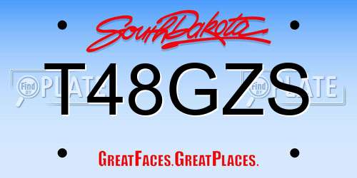 T48GZS South Dakota License Plate