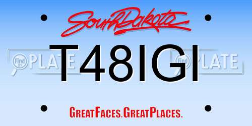 T48IGI South Dakota License Plate