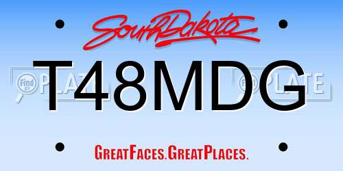 T48MDG South Dakota License Plate