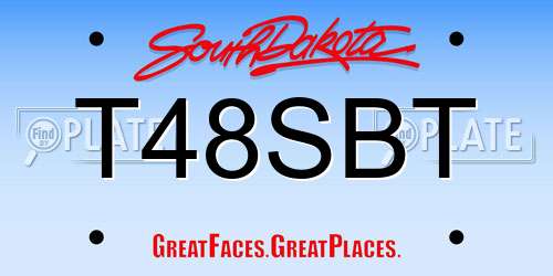 T48SBT South Dakota License Plate