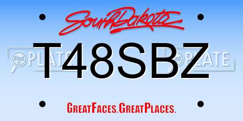 T48SBZ South Dakota License Plate