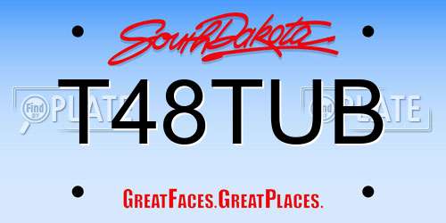 T48TUB South Dakota License Plate