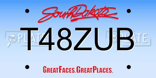 T48ZUB South Dakota License Plate
