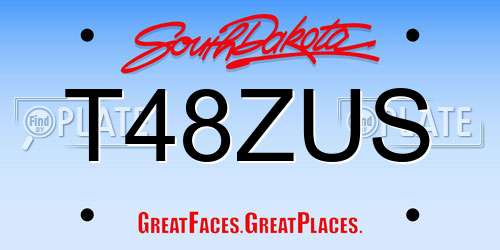T48ZUS South Dakota License Plate