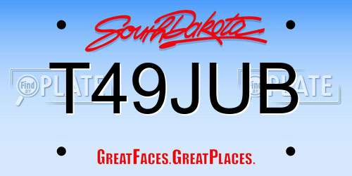 T49JUB South Dakota License Plate