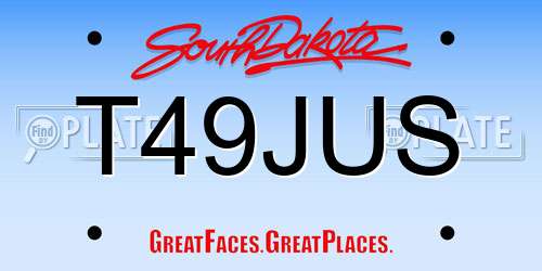 T49JUS South Dakota License Plate