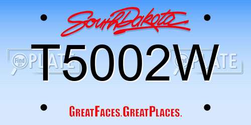 T5002W South Dakota License Plate