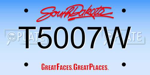 T5007W South Dakota License Plate