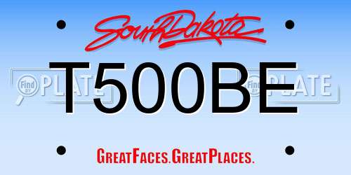 T500BE South Dakota License Plate